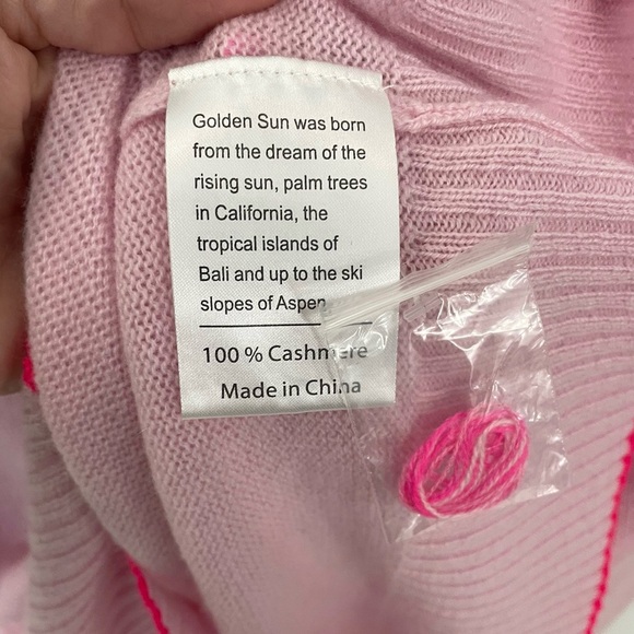 NEW Golden Sun 100% Cashmere Crew Après Ski Pink Small Medium Sweater Women’s 21 - Picture 7 of 8